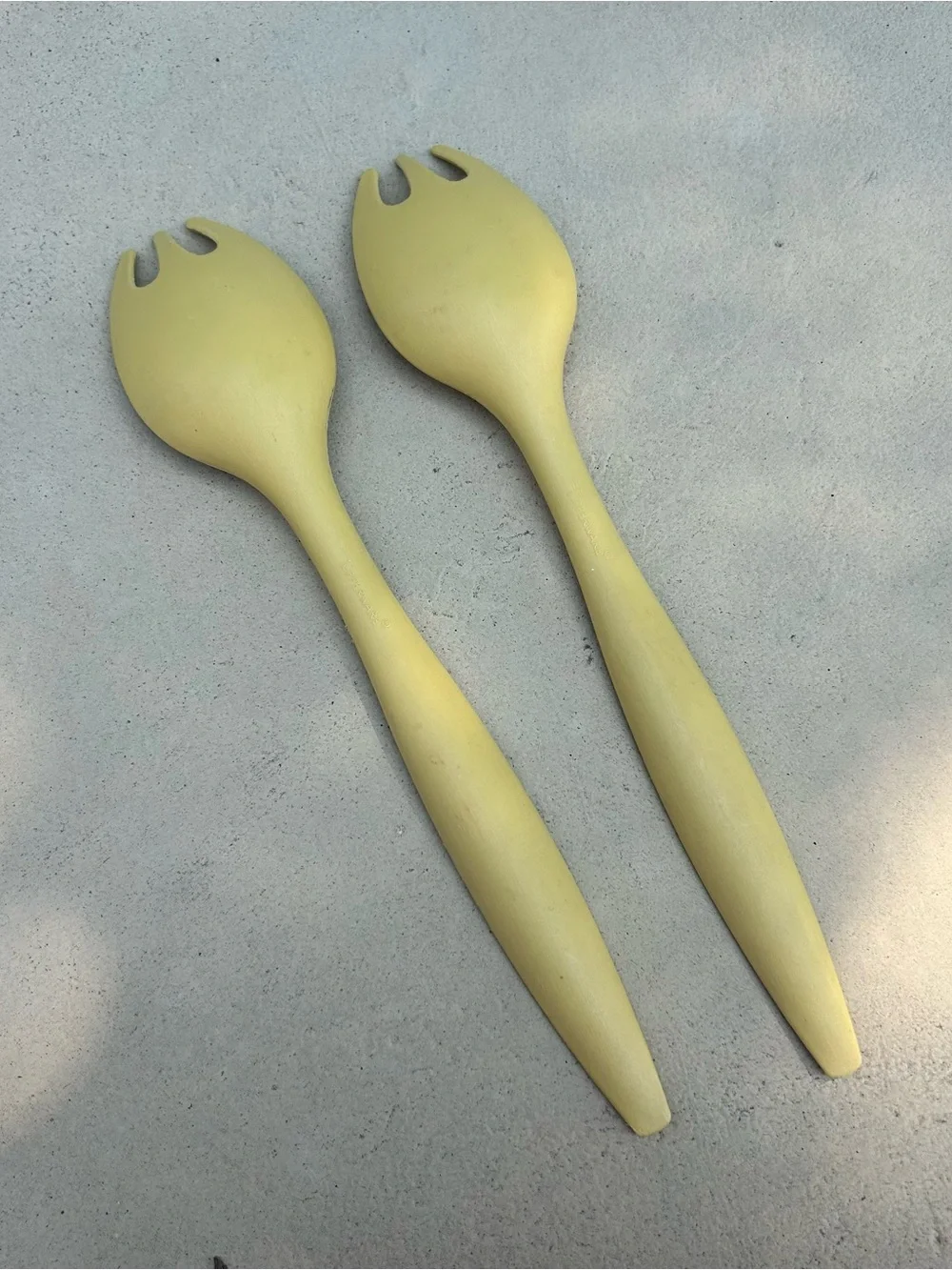 Set of 2 Vintage Tupperware Yellow Salad Forks